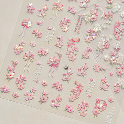 Antique Pear Blossom Peach Blossom Flower Swallow Pattern Adhesive Nail Art Stickers Spring Vibrant and Lively Manicure Decals (ONLINE ORDER ONLY)
