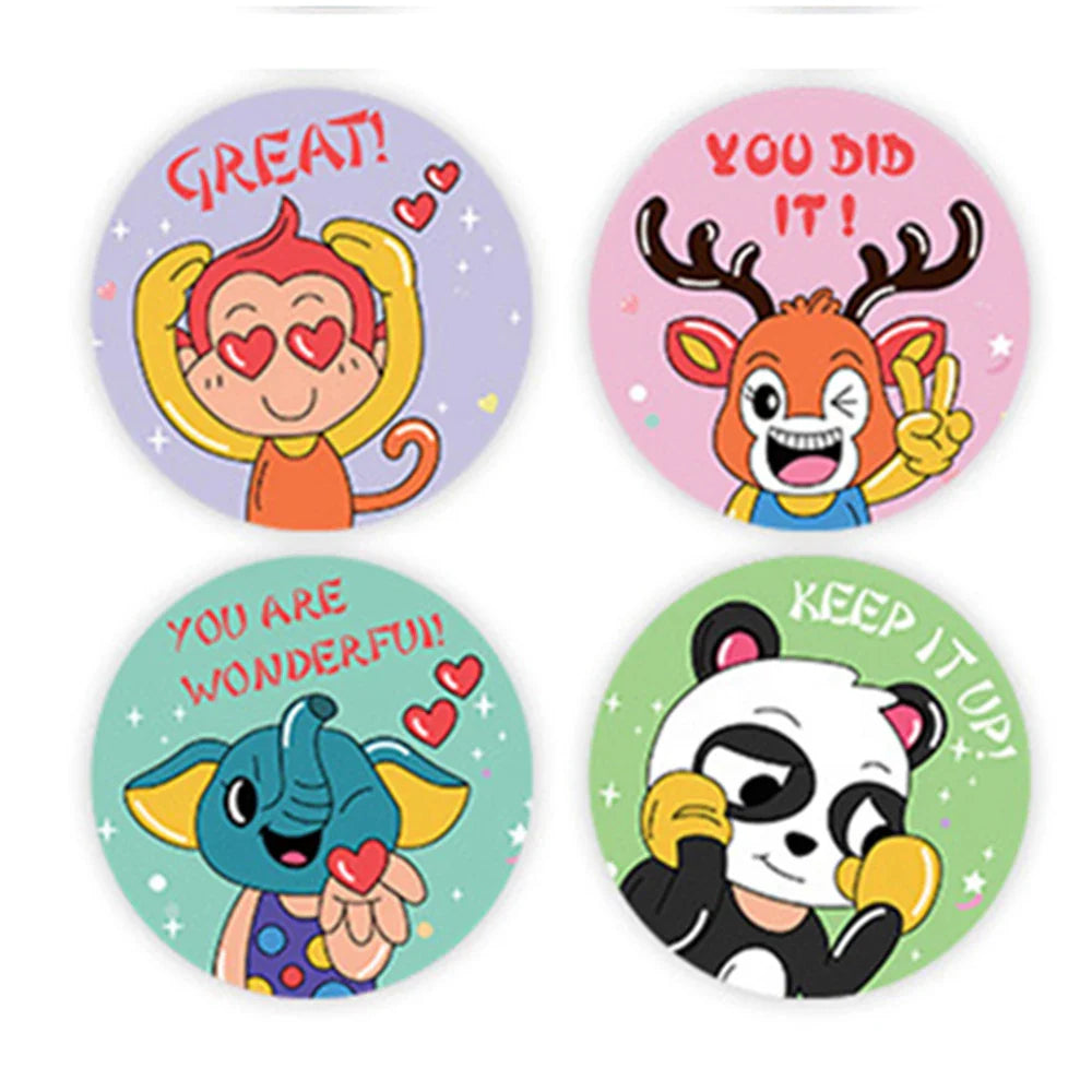 100-500pcs Kids Cute Animals Round  Reward stickers for Children Teaching Toy Gift Card Party Packaging Wrapping Labels (Online Order Only)