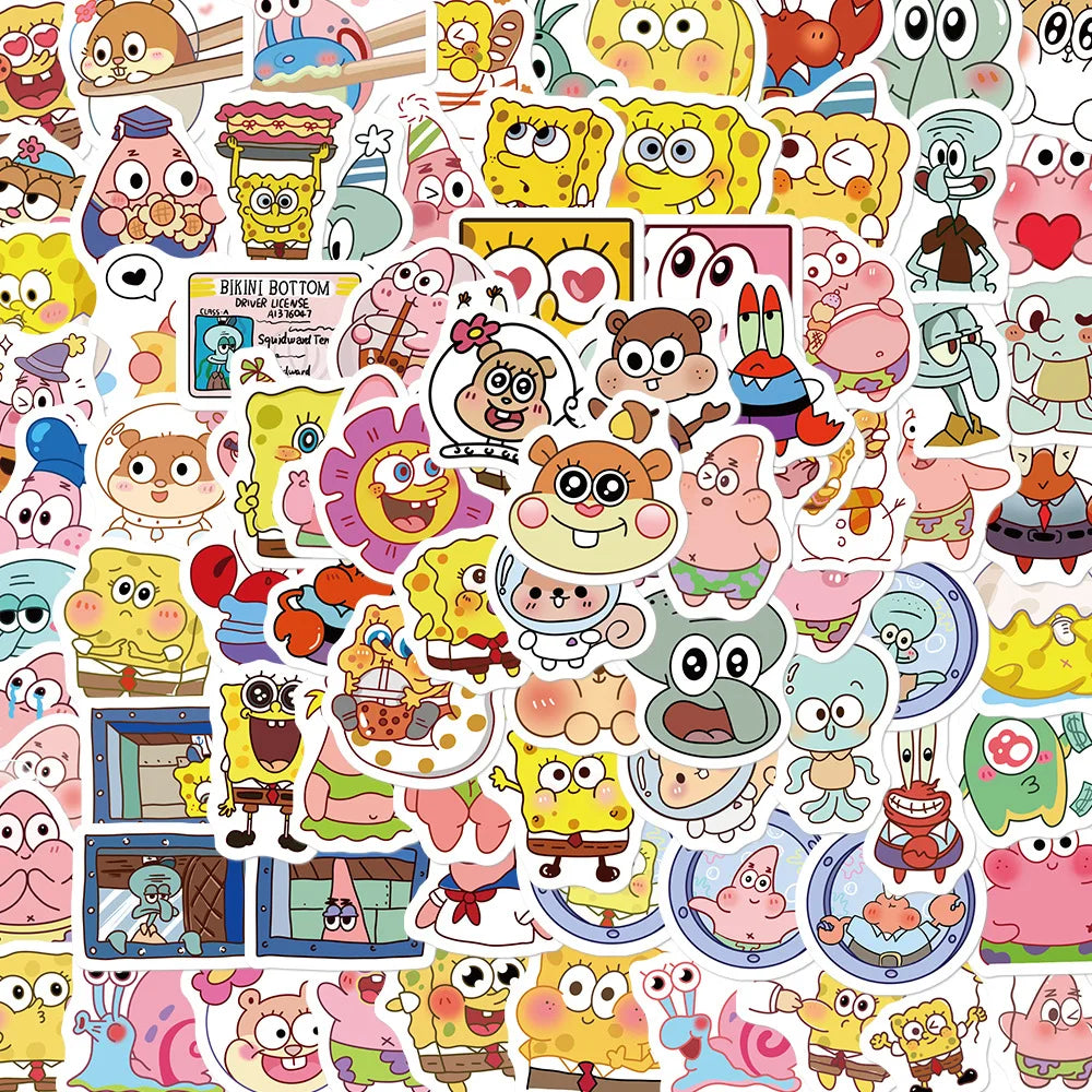 10/30/50/95PCS Spongebob Squarepants Stickers Kawaii Graffiti Decals Scrapbook Luggage Laptop Guitar Bike Cartoon Sticker Toys (ONLINE ORDER ONLY)