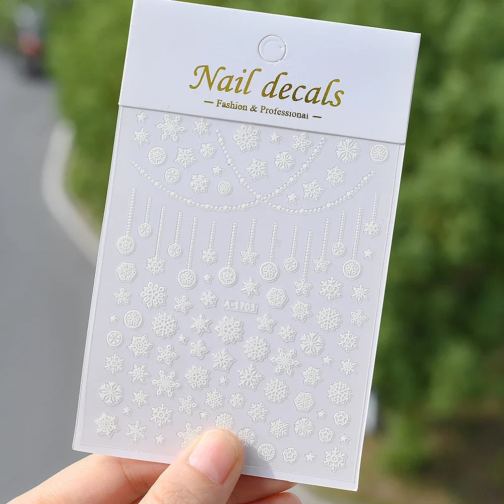 1PCS Laser Gold Snowflake Christmas Tree Nail Sticker 3D Adhesive Nail Decals Nail Art Accessories New Christmas Decoration 2024 (ONLINE ORDER ONLY)