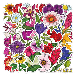 40Pcs Mixed Pretty Flowers Stickers DIY Bike Travel Luggage Guitar Laptop Cool Graffiti Sticker Decals Classic Kids Toys (Online Order Only)