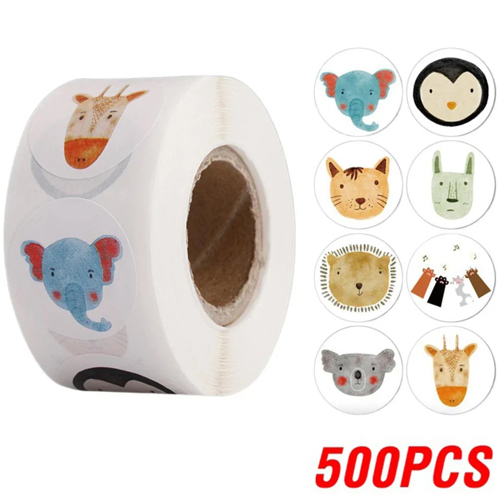 100-500pcs Round Cartoon Sticker 1Inch Thank You Stickers for Gift Cards Envelope Paper Scrapbook Sealing Label (ONLINE ORDER ONLY)