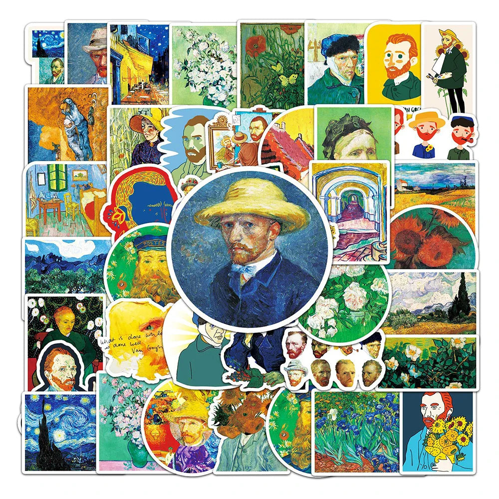 10/30/50PCS World Artist Oil Painting Work Vincent Van Gogh Aesthetic Sticker Packs (ONLINE ORDER ONLY)