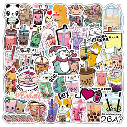 50pcs Cartoon Bubble Tea Stickers for Helmet, Wall, DIY Decoration (ONLINE ORDER ONLY)