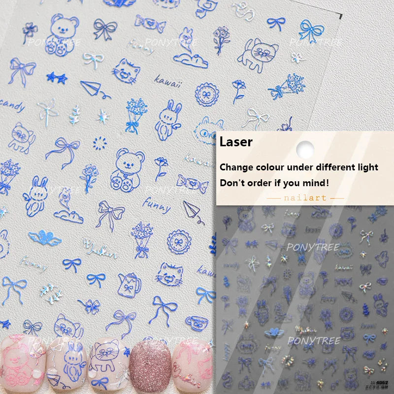 Worker's Speech Chinese Characters Abstract Comics Vivid Patterns Adhesive Nail Art Stickers Satirical Writing Manicure Decals (Online Order Only)