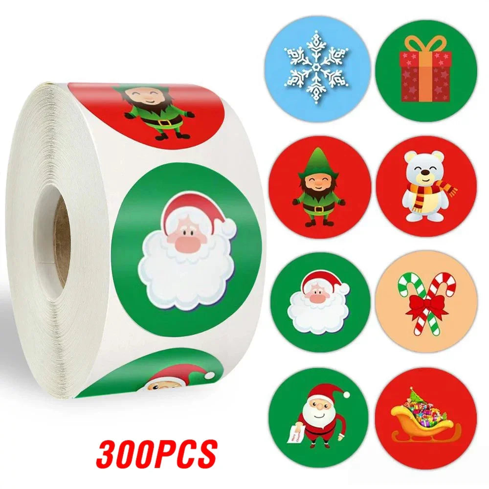 100-500pcs Merry Christmas Sticker Holiday Party New Year Decoration Gift Box Seal Sticker Baking Label Packaging Sticker (ONLINE ORDER ONLY)