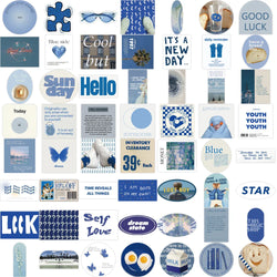 10/30/57PCS Ins Style Cute Blue Stickers Aesthetic Wall Decals PVC Waterproof DIY Skateboard Laptop Phone Fridge Guitar Sticker (ONLINE ORDER ONLY)