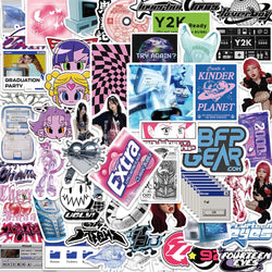 Y2K Aesthetic Stickers: Cool Acid Graphic Decals for Skateboard, Phone, Notebook, Bike - 10/30/53pcs (Online Order Only)