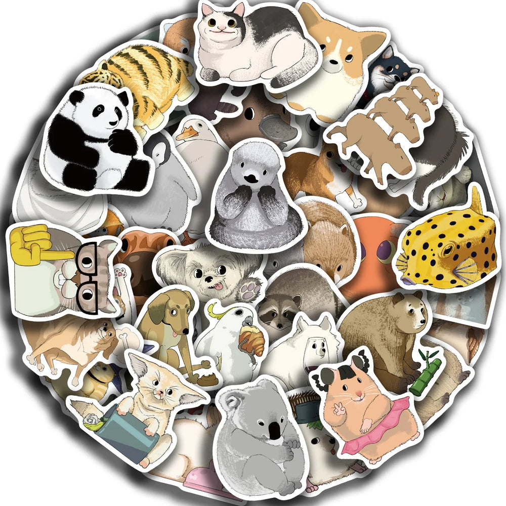 50PCS Mixed Animals Rabbit Panda Cat Sticker Aesthetic DIY Korean Stationery Decoration Scrapbooking School Supplies (ONLINE ORDER ONLY)