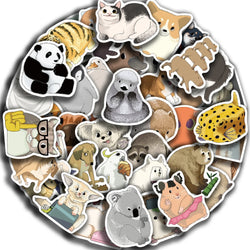 50PCS Mixed Animals Rabbit Panda Cat Sticker Aesthetic DIY Korean Stationery Decoration Scrapbooking School Supplies (ONLINE ORDER ONLY)