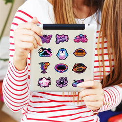 10/30/50PCS Kawaii Neon Lamp Sticky PVC Sticker Aesthetic DIY Decoration Scrapbooking Hand Accounting Supplies for Kids (ONLINE ORDER ONLY)
