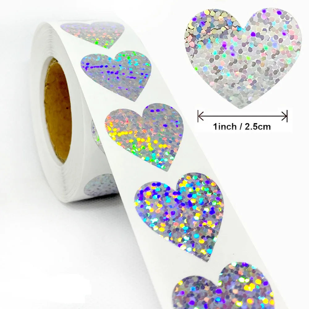 100-500pcs heart shape Valentine's Day stickers Heart Thank You adhesive label Birthday Party Handmade Decoration stickers (Online Order Only)