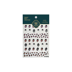 Pink Transparent Strawberry Leopard Print Metal Silver Fruit Lovely Self Adhesive Nail Art Stickers 5D Manicure Decals Wholesale (ONLINE ORDER ONLY)