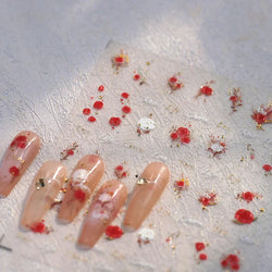 Chic Romantic Red White Flower Hot Stamping 5D Self Adhesive Nail Art Stickers Shiny Dreamy Camellia Rhinestone Manicure Decals (ONLINE ORDER ONLY)