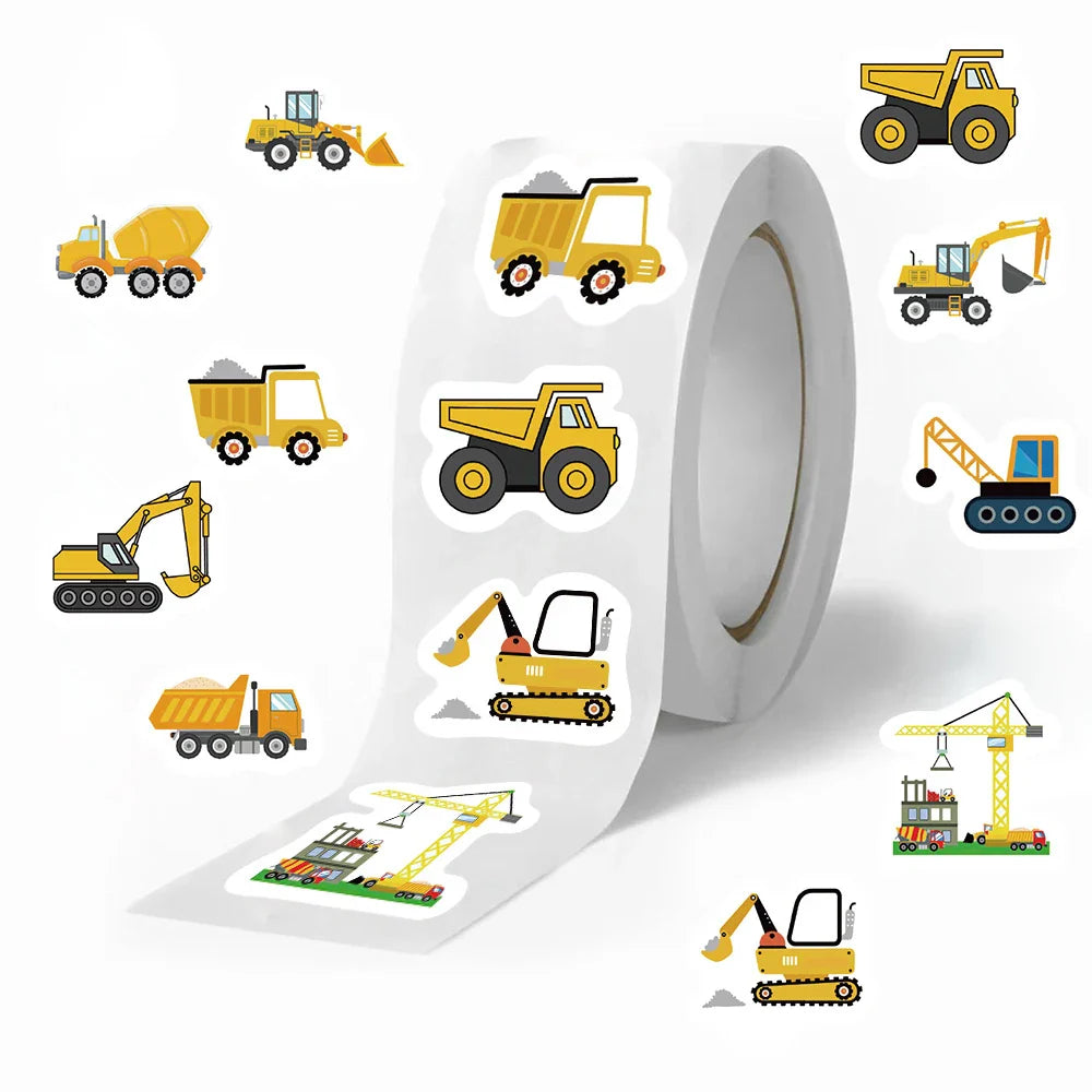 500Pcs Construction Vehicle Stickers for Kids - Reward, DIY Decoration, Thank You Labels (ONLINE ORDER ONLY)