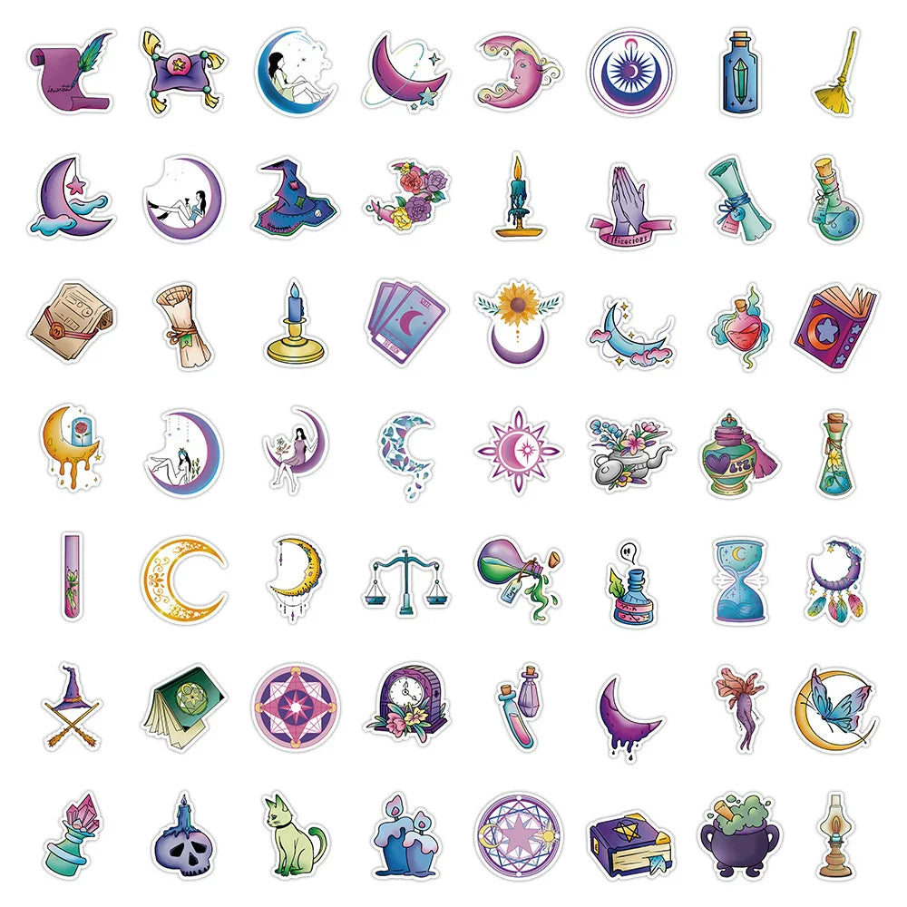 10/30/50/100pcs Cool Cartoon Gothic Magic Stickers Aesthetic Decals Laptop Phone Suitcase Guitar Car Waterproof Sticker Kids Toy (ONLINE ORDER ONLY)