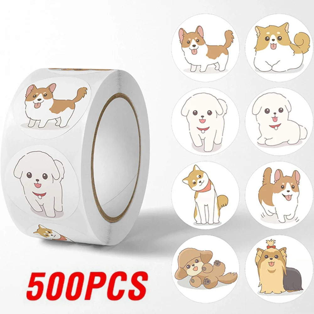 100-500pcs Reward Sticker Cartoon Dog Pattern Encouragement Stickers For Students Teachers Cute Animals Stationery Stickers (ONLINE ORDER ONLY)