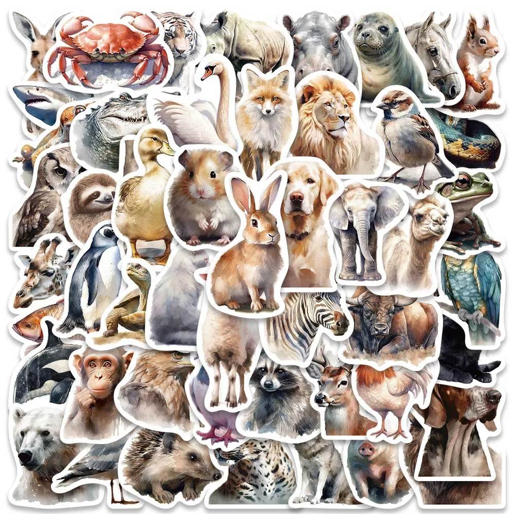 50pcs Cool Aesthetic Wild Animals Stickers Pack Vinyl Laptop Phone Decals Luggage Guitar Bicycle Car Waterproof Graffiti (ONLINE ORDER ONLY)