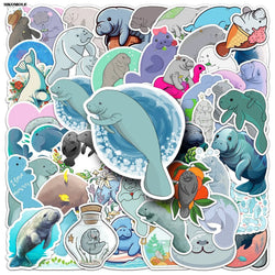 Cartoon Manatee Stickers Pack for Laptop Luggage DIY Decor (Online Order Only)