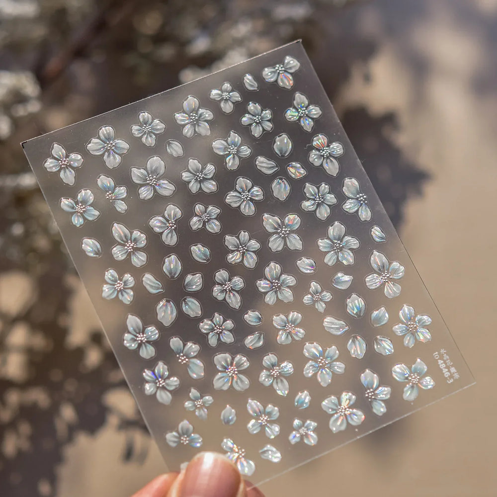 Vigour Crystal Flower Peach Blossom Garden Springtime Petal Self Adhesive Nail Art Stickers Chic Jelly Rhinestone Manicure Decal (ONLINE ORDER ONLY)