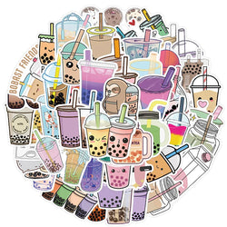 10/30/50PCS Kawaii Pearl Drink Sticker Aesthetic Sketchbook for Kids PVC Laptop Decoration Scrapbooking School Stationery Supply (ONLINE ORDER ONLY)