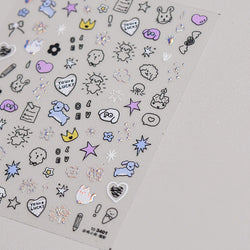 Line Cat Dog Bear Rabbit Chicken Animals Apple Cherry Cake Bowknot Butterfly Balloon Rainbow Nail Art Stickers Manicure Decals (ONLINE ORDER ONLY)