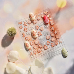 Bowknot Glove Socks Elk House Gingerbread Man Self Adhesive Nail Art Stickers Snowflake Christmas Tree Rhinestone Manicure Decal (Online Order Only)