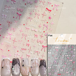 Delicate Jelly chic Bowknot Silk Ribbon Knot Star Shiny Dreamy Self Adhesive Nail Art Decorations Sticker Dressy Manicure Decals (ONLINE ORDER ONLY)
