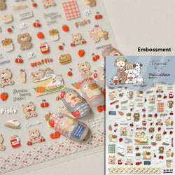 Bowknot Dog puppy Christmas Hat Strawberry Cake Food Coffee Cherry Love Heart Adhesive Nail Art Sticker Reliefs Manicure Decals (Online Order Only)