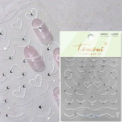 Gradient Halo Dyeing Dark Red Rose Flower Rhinestone Lace Bow Heart 3D Self Adhesive Nail Art Decoration Sticker Manicure Decals (ONLINE ORDER ONLY)