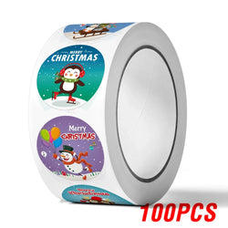 100-500pcs Merry Christmas Sticker Party Stickers Christmas Party Decoration Sticker New Year Gift Box Seal Baking Cake Sticker (Online Order Only)