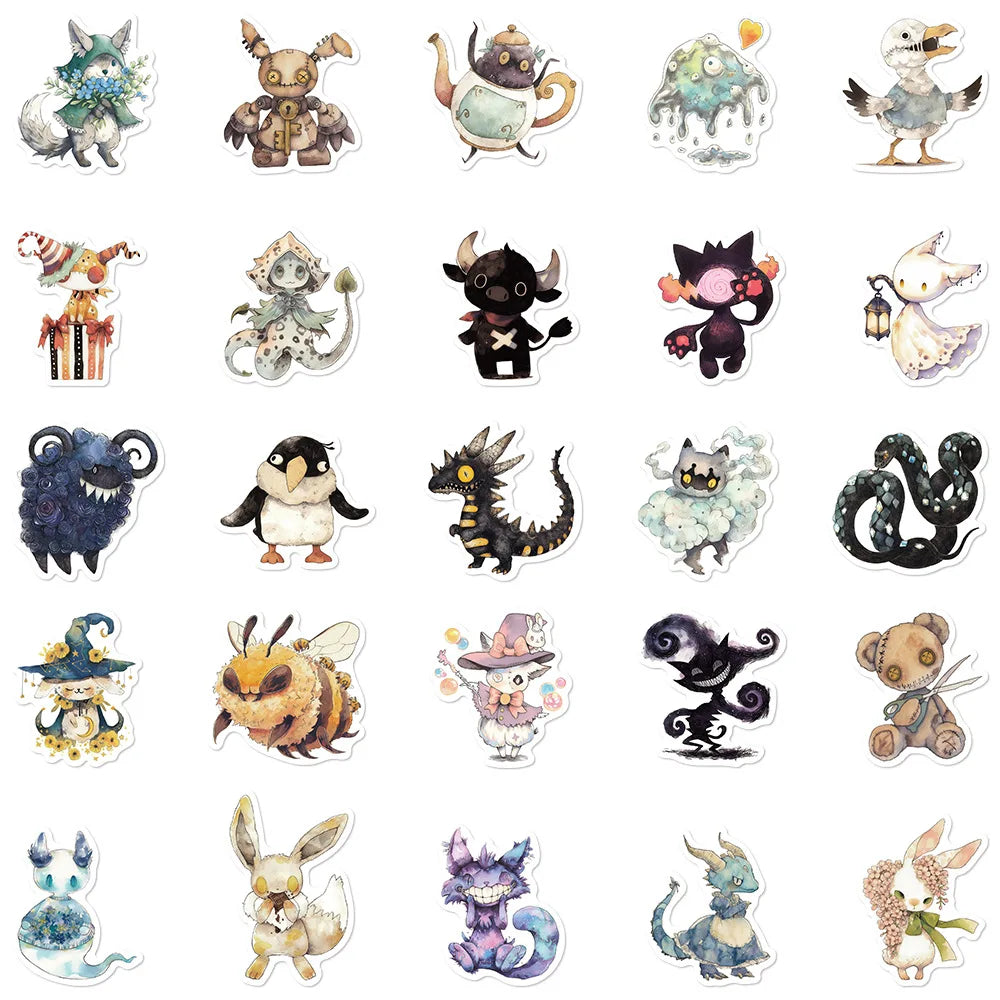 10/30/50PCS Absurd monster Cartoon Stickers Fairy tale In the Story Horror Monster Decals DIY Car Bike Laptop Guitar Kids Toy (ONLINE ORDER ONLY)