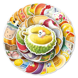 50Pcs 3D Cartoon Food Waterproof Vinyl Stickers for Skateboard Snowboard (ONLINE ORDER ONLY)
