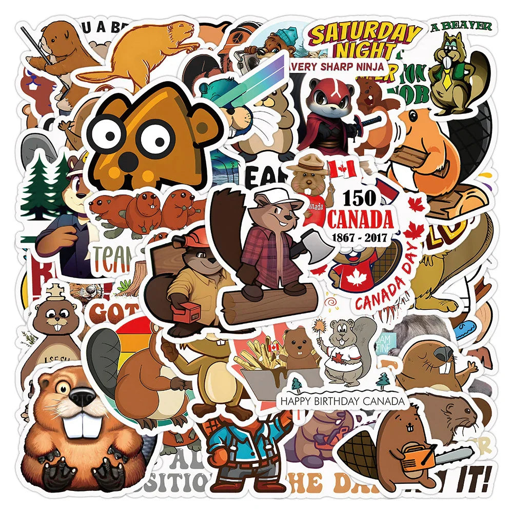 Cartoon Animal Beaver Otter Stickers for Laptop, Phone, Suitcase, Car Decoration - 10/30/50pcs (Online Order Only)