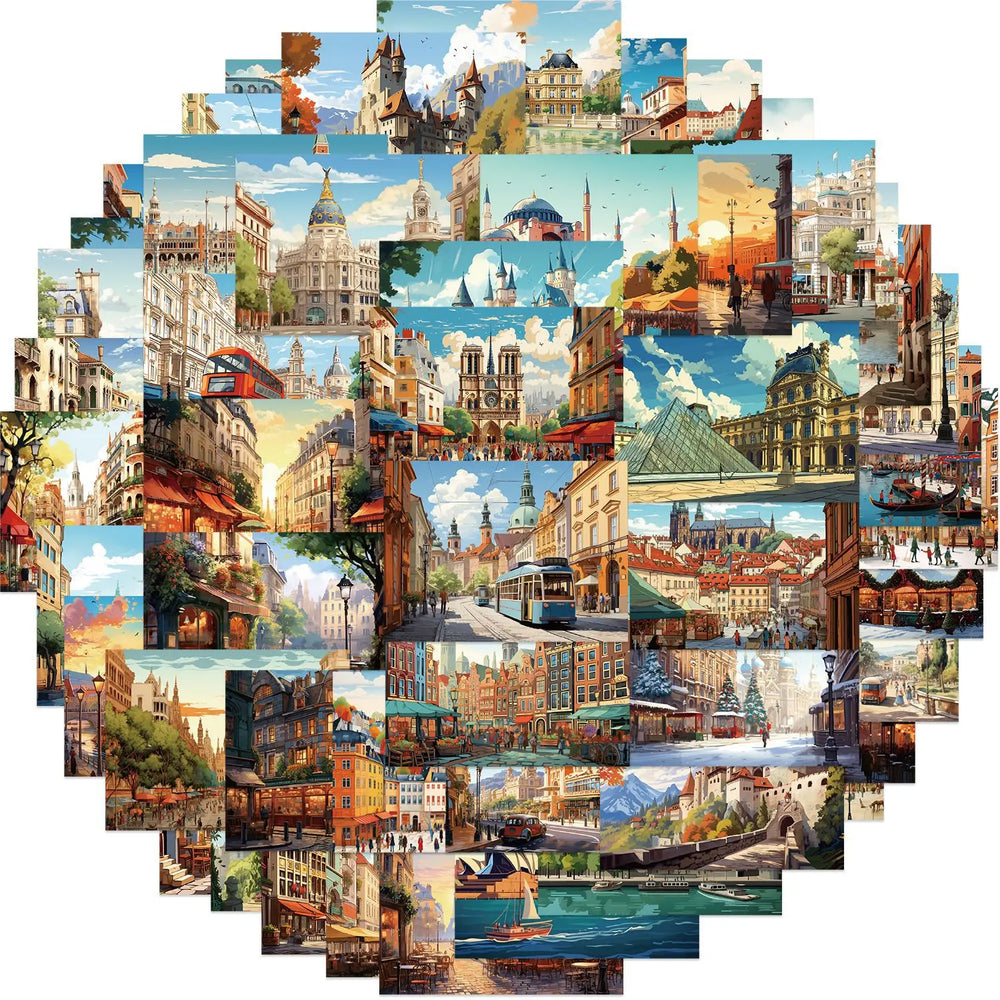 Cartoon Architecture Stickers Decal for Snowboard Laptop Luggage Car Fridge Vinyl DIY (ONLINE ORDER ONLY)