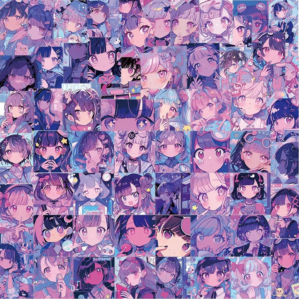 61 Cartoon Purple Girl Graffiti Stickers for Helmet, Wall, DIY Decoration (ONLINE ORDER ONLY)