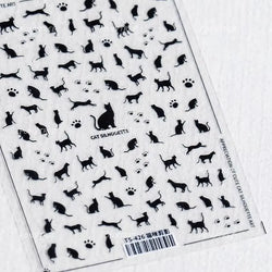 Cute Leopard Cat Ginger Cat Paw Bowknot Knitting Wool Ball Fish Self Adhesive Nail Art Stickers IllusionChic Manicure Decals (ONLINE ORDER ONLY)