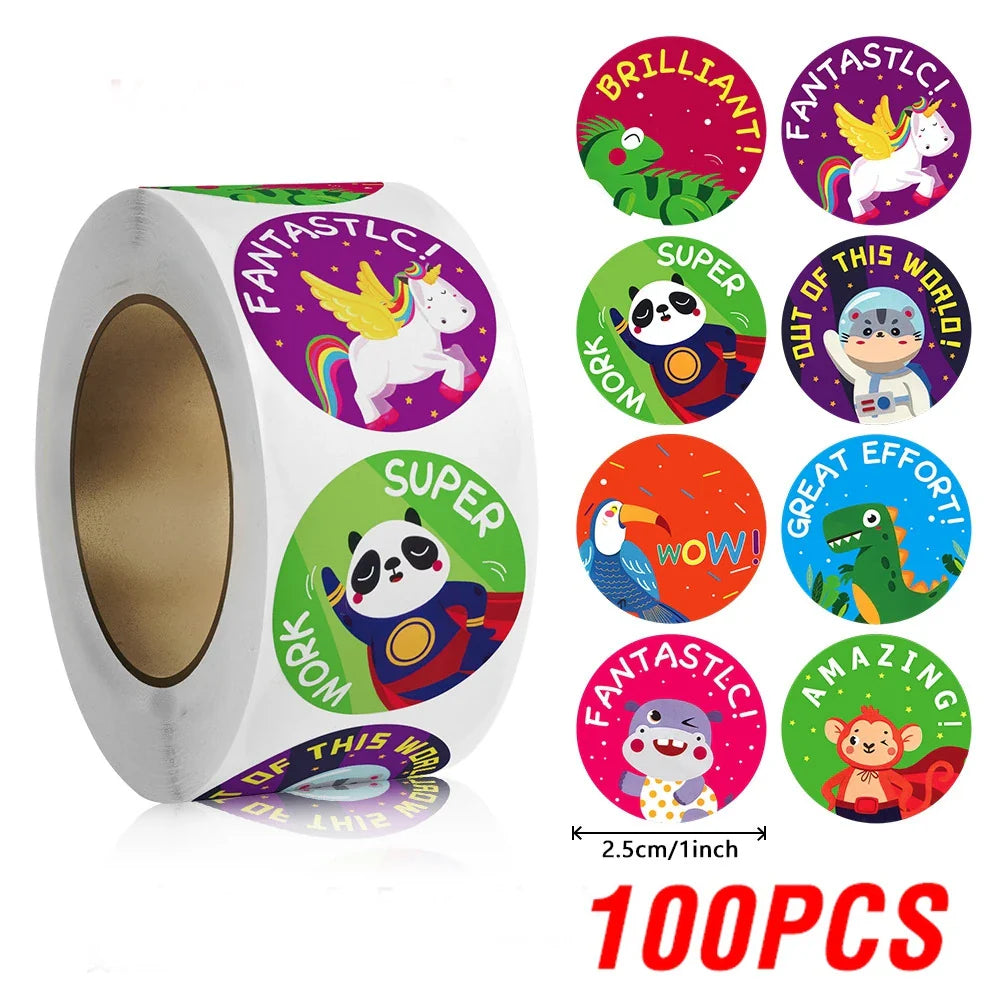 100-500pcs Reward stickers for Students Encourage Labels Scrapbooks Sticker for School Teacher Supplies Cute Self Adhesive Label (Online Order Only)