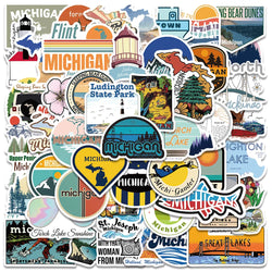 50PCS Michigan City Landscape Stickers for DIY Bottle, Motorcycle, Laptop, Refrigerator Decals (Online Order Only)