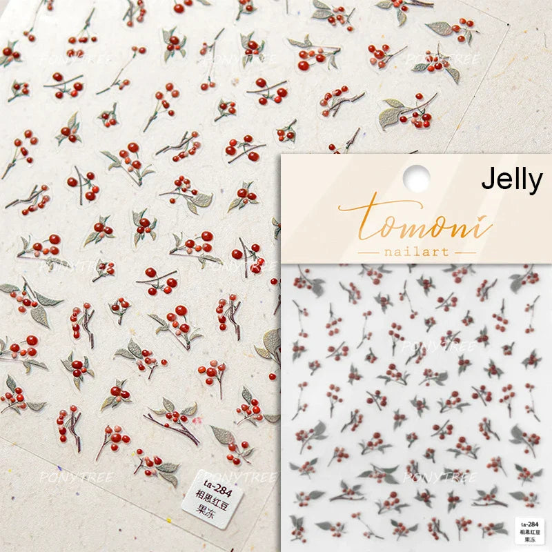 Romantic Lily of The Valley Candle Holder Wreath Bowknot Butterfly Dreamy Adhesive Nail Art Decorations Stickers Manicure Decals (Online Order Only)