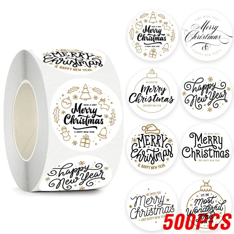 100-500pcs Merry Christmas Stickers 1Inch Santa Merry Tree Festival Sticker For Gift Package Seal Labels Wedding Decoration (ONLINE ORDER ONLY)