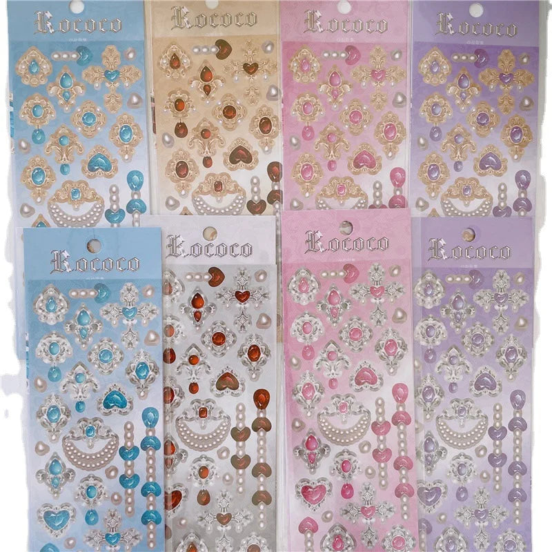 Cute Love Gem Pearl Stickers Diary Scrapbooking DIY Album Decoration Sticker Aesthetic Personalized INS Kawaii Korean Stationery (ONLINE ORDER ONLY)