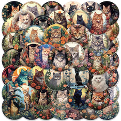 Retro Cat Cartoon Animal Stickers for Phone Laptop Luggage Skateboard Kids (ONLINE ORDER ONLY)