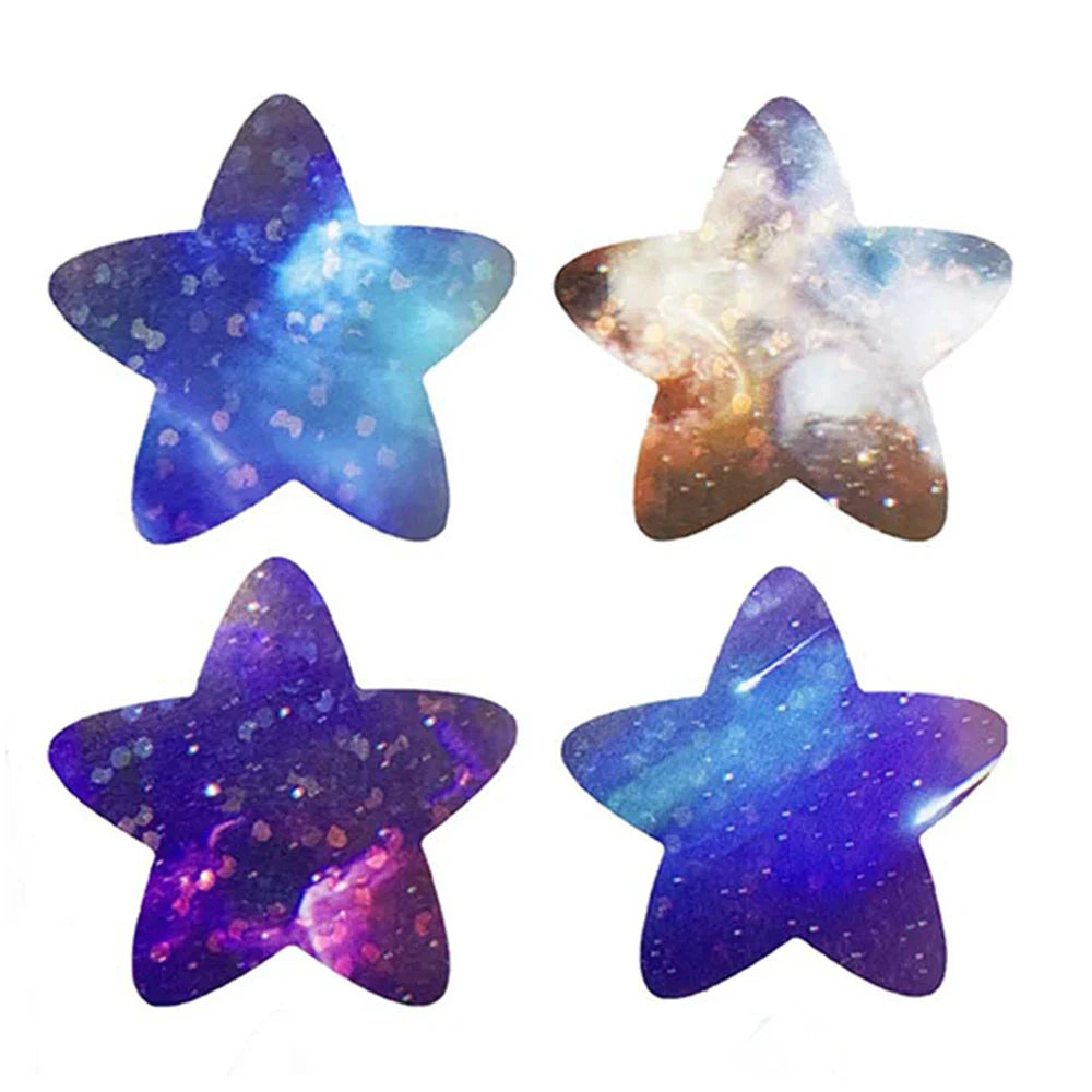 100-500pcs Laser Gold Foil Self-adhesive Star Stickers Reward Chart Decorative Toy Gifts Sticker Labels 1 Inch (ONLINE ORDER ONLY)