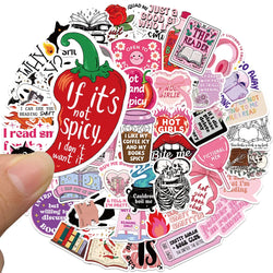 50pcs Aesthetic Cartoon Skull Spicy Reader Pink Smut Stickers For Laptop Water Bottle Luggage Diary Waterproof Vinyl Decals (Online Order Only)
