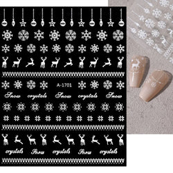 3D Gold Glitter Snowflake Nail Sticker Winter Reflective Elk Star Balloon Christmas Tree Foil Xmas New Year Decal Tips Decoratio (ONLINE ORDER ONLY)