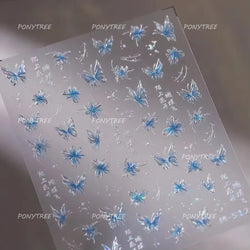 Green Blue Glass Butterfly Lily Flowers Star Line Water Droplet Charming Shiny Self Adhesive Nail Art Stickers Manicure Decals (ONLINE ORDER ONLY)