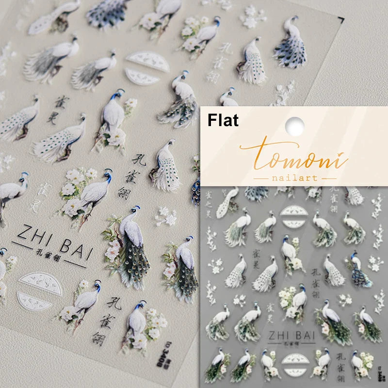 Charming White Shiny Pearl Rhinestone Wings Feathers Crown Moon Stars 3D Self Adhesive Nail Art Sticker Manicure Decal Wholesale (ONLINE ORDER ONLY)