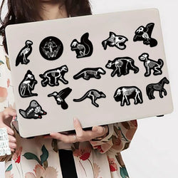 56pcs Animal Skeleton Cool Stickers for Laptop Scrapbook Waterproof Cartoon Graffiti Decals Dark Sticker Toys Decor (Online Order Only)