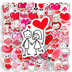 Red Heart Love Stickers Valentine's Day DIY Gift Toys for Scrapbook Diary Journals Laptop Luggage Bottles Decorative Waterproof (Online Order Only)